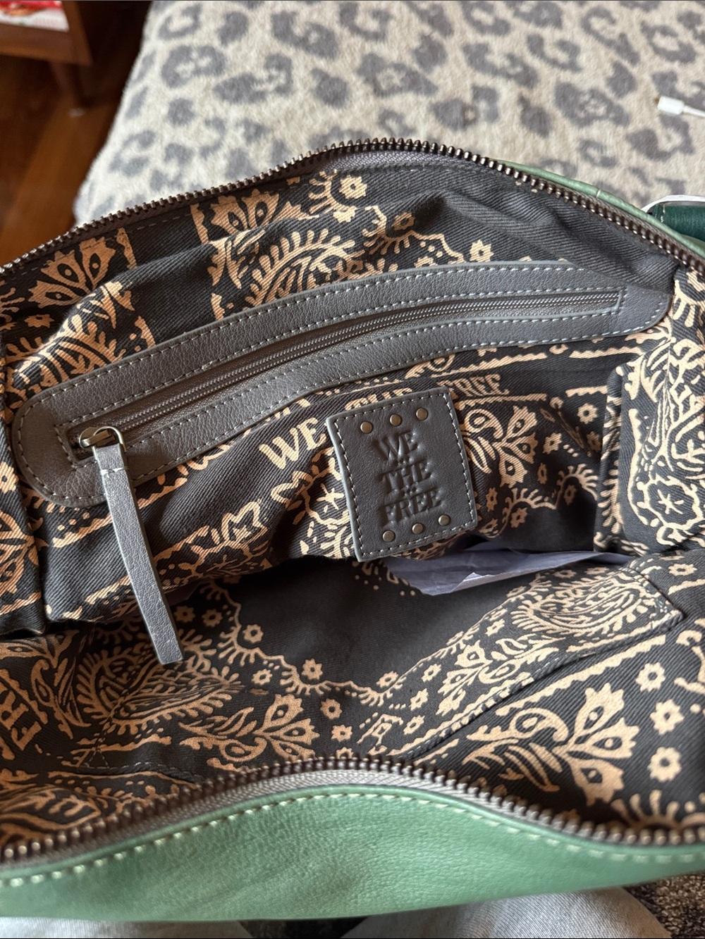 Free People Ombre Leather Emerson Shoulder Bag in Green and Gray - Picture 8 of 8